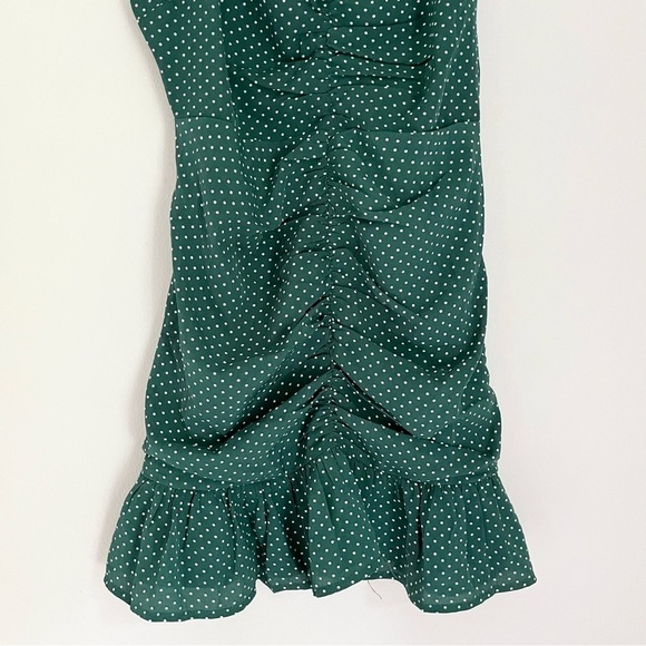 NWT Urban Outfitters Women's Polka Dot Cinched Mini Dress Green Size Medium - Picture 5 of 10